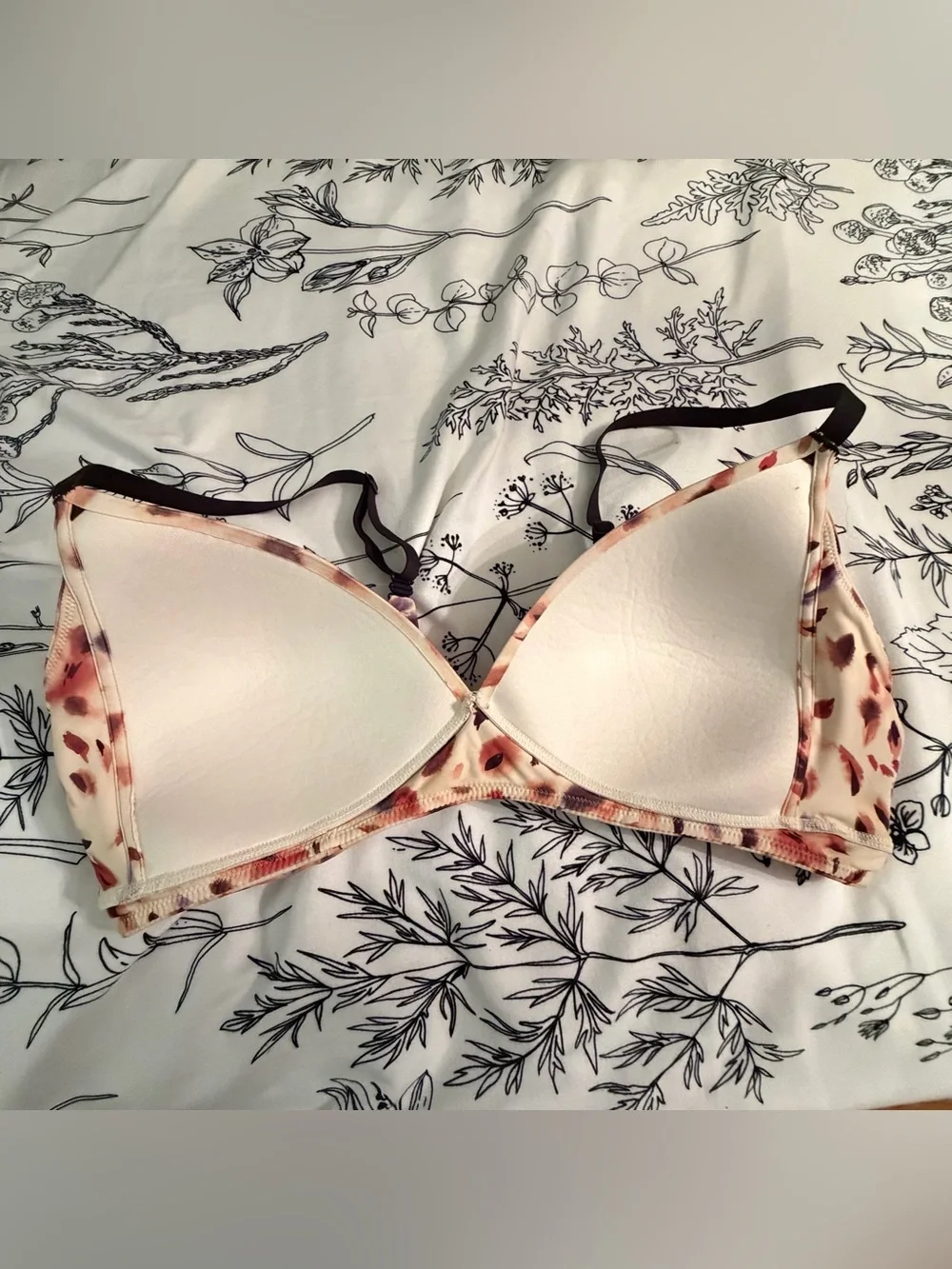 Lightly-Padded Leopard Print Bralette — Beige Multi